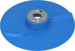Blo Ausworfplack aus Plastik mat enger Metallhülse an der Mëtt an enger gebéigter Schaufel. Blo Ausworfplack aus Plastik mat enger Metallhülse an der Mëtt an enger gebéigter Schaufel.