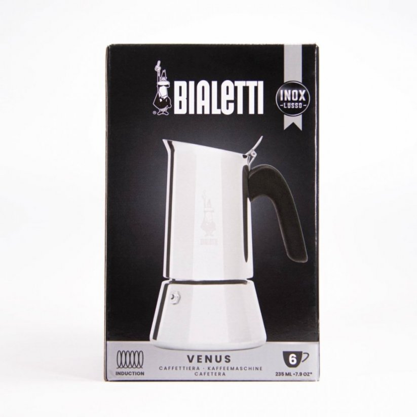 Original packaging of the Bialetti New Venus teapot.