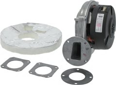 Ventilator Motor Set mat schwaarzem Elektromotor, engem Metallflansch, enger Isolatiounsmatt an engem Sat Dichtungsscheiwen Ventilator Motor Set mat schwaarzem Elektromotor, engem Metallflansch, enger Isolatiounsmatt an engem Sat Dichtungsscheiwen