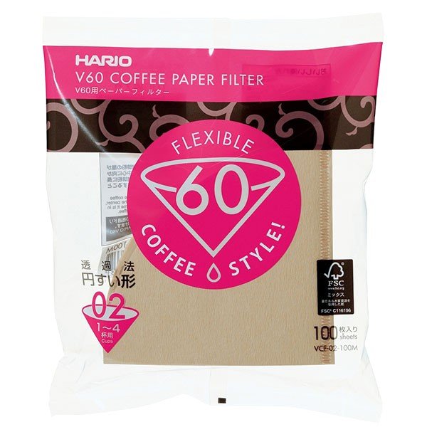 Hario V60-02 филтри от неизбелена хартия VCF-02-100M 100 бр.