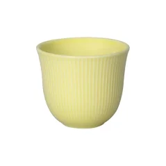 Taupe-colored Loveramics Brewers porcelain cup with a relief pattern, 250 ml capacity.