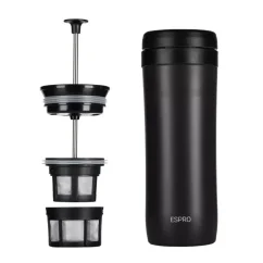 Travel French Press and thermos in one. Black colour, 300 ml. Travel French Press and thermos in one. Black colour, 300 ml.