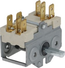 Rotary schalter 0–1 Positioun AFI, mat keramesche Kierper an aacht flache Konnektorstëft an zwou Reien, véiereckeg Welle
