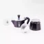 Cafetière Moka Bialetti Moka Express avec une capacité de 3 tasses, en noir, adaptée à la source de chauffage vitrocéramique.