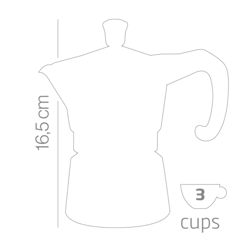 Dimensions of the Miss Moka Prestige Induction coffee maker