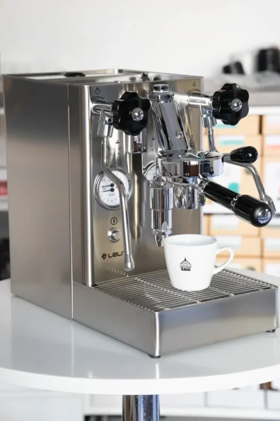 Italian espresso machine Lelit Mara with coffee.