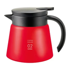 Cafetière isotherme Hario V60-02 en acier inoxydable d'une capacité de 600 ml, de couleur rouge.