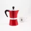 Moka Kanne Bialetti Rainbow 3 in Rot von hinten mit Kaffee.