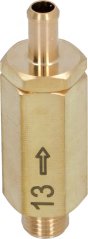 Expansiounsventil 1/4" M–8 mm 13 bar, Messengventil a Sechseckform mam Pfeil fir d'Floossrichtung a Gewandsenner