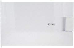 Dier fir d'Fach Whirlpool 481244079243, wäissen Plastikpanel mat Loftungsschlëtzer an engem Schlossymbol.