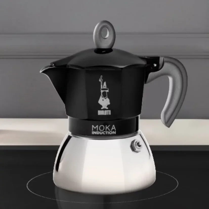 Aluminum Moka pot by Italian brand Bialetti suitable for induction stove