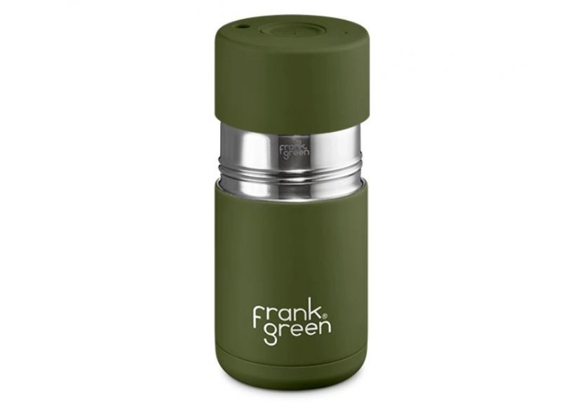 Frank Green Ceramic Khaki 295 ml Thermo mug features : 100% sealable
