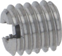 Metalldüs a Schraufform mat Gewand an enger Rill fir de Schrauwenzéier.