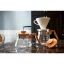 The 600 ml Hario Coffee Server in transparent colour is an elegant coffee pot made of glass with olive wood accents.