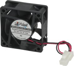 Achsialventilator 60x60x25 mm 12 V DC, mat schwaarzem Plastikrahmen, engem Flillek an engem Zwee-Drot-Stecker. Achsialventilator 60x60x25 mm 12 V DC, mat schwaarzem Plastikrahmen, engem Flillek an engem Zwee-Drot-Stecker.