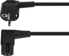 Netzkabel 16A 250V 2000 mm, schwaarzt Kabel mat enger gebogener Netzstecker an engem gebogene Konnektor um anere Enn.