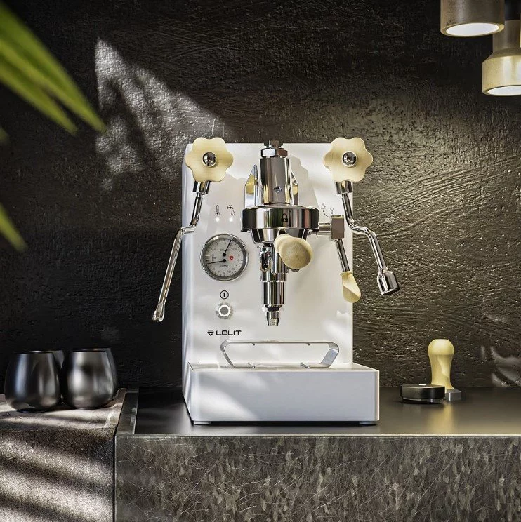 Cafetière à levier domestique compacte et blanche, idéale pour chaque barista à domicile.