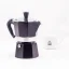 Black Bialetti Moka Express coffee maker with a capacity of 130 ml for making 3 cups of coffee.
