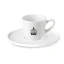 Porcelain cup and saucer with a design, 80 ml capacity.