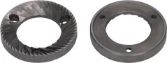 Paar Mielsteng: eng Scheif mat Spiralschneiden an e glaate Réngprotikus mat Lächer Paar Mielsteng: eng Scheif mat Spiralschneiden an e glaate Réngprotikus mat Lächer