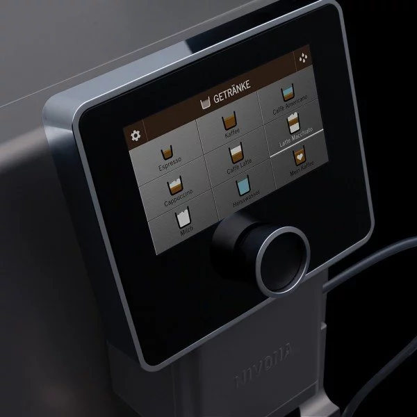 Automatic Nivona NICR 970 coffee machine with cup warming feature for perfect coffee serving.