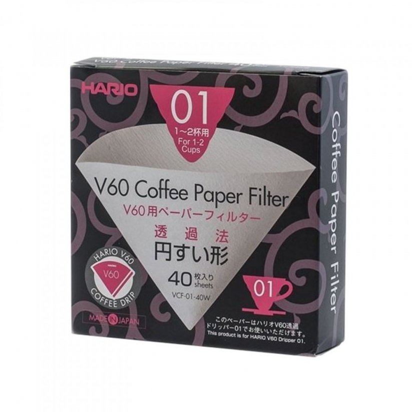 Hario V60-01 paperisuodattimet VCF-01-40W 40 kpl