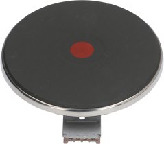 Elektresch Kachplack ø 180 mm, 2000 W, 400 V, ronn Gusseisen-Kachplack mat verchromtem Rand, roudem Mëttelpunkt an enger Klemmleist um Rand
