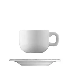 weiße Benedikt-Tasse für die Zubereitung von Cappuccino