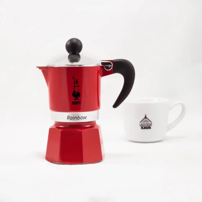 Moka Kanne Bialetti Rainbow 1 in Rot.