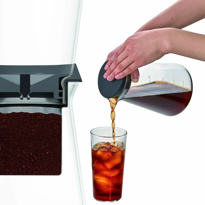 Stainless steel Hario Shizuku Slow Drip Brewer for high-quality preparation of cold coffee extract.