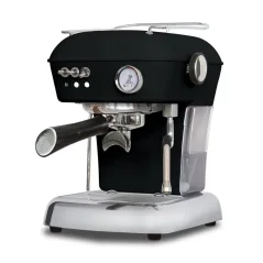 Domáci pákový kávovar Ascaso Dream ONE v elegantnom tmavočiernom prevedení s bojlerom z nehrdzavejúcej ocele.