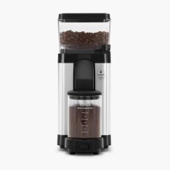 Electric coffee grinder Moccamaster KM5 in silver color.