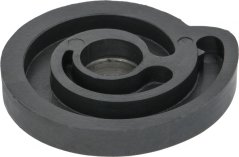 Plastik Exzentriker Omas ø 69 mm, ronn Form mat konzentresche Réngen an enger Metallbüchs an der Mëtt.