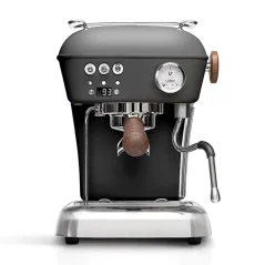 Anthrazitfarbene Siebträger-Kaffeemaschine Ascaso Dream PID mit Temperatureinstellung.