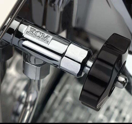 Detailed view of an espresso machine