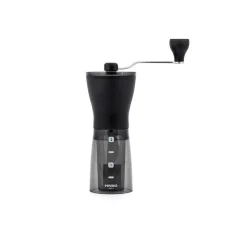 Manual coffee grinder with a black coffee hopper