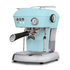 Blue Ascaso Dream ONE manual espresso machine with a 10-minute heat-up time.