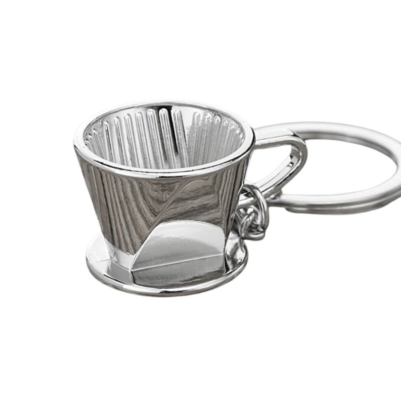 Strieborný dripper prívesok na kľúče je skvelým darčekom pre milovníkov kávy, ktorý spojí štýl a funkčnosť.