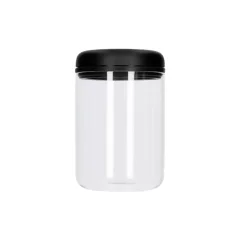 Przezroczysty pojemnik na kawę i herbatę o pojemności 1200 ml z czarną pokrywką. Przezroczysty pojemnik na kawę i herbatę o pojemności 1200 ml z czarną pokrywką.