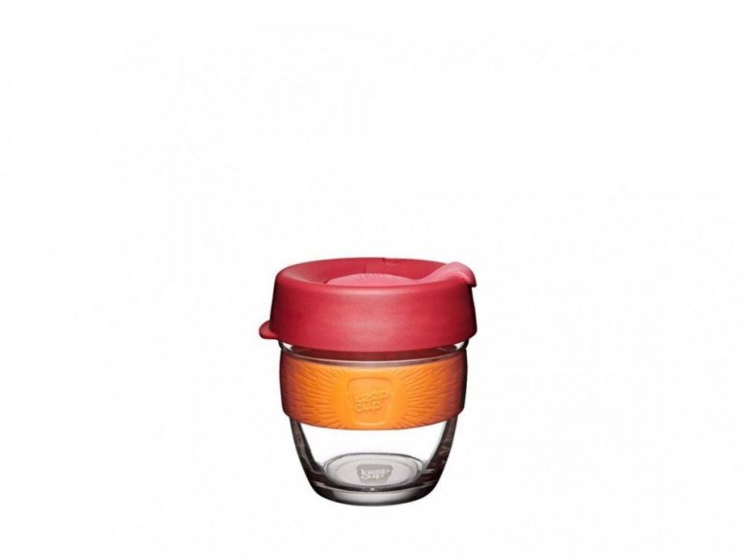 Keepcup Glas mit orangefarbenem Halter 0,227l