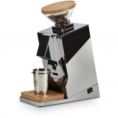 Silver Eureka SIngle Dose grinder for grinding coffee.