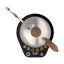 Electric kettle in luxurious silver design with wooden elements.