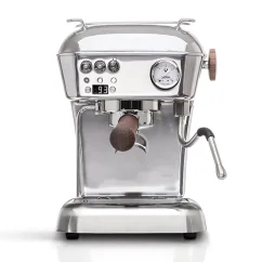 Silberne Espressomaschine Ascaso Dream PID mit Temperatureinstellung.