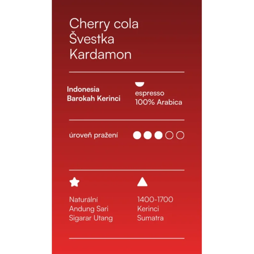Café expreso Barokah Kerinci de Indonesia - Embalaje: 250 gramos