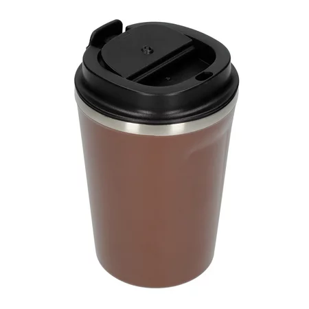 Gobelet thermique Asobu Cafe Compact marron, d'une capacité de 380 ml avec une isolation double paroi, garde les boissons chaudes plus longtemps.