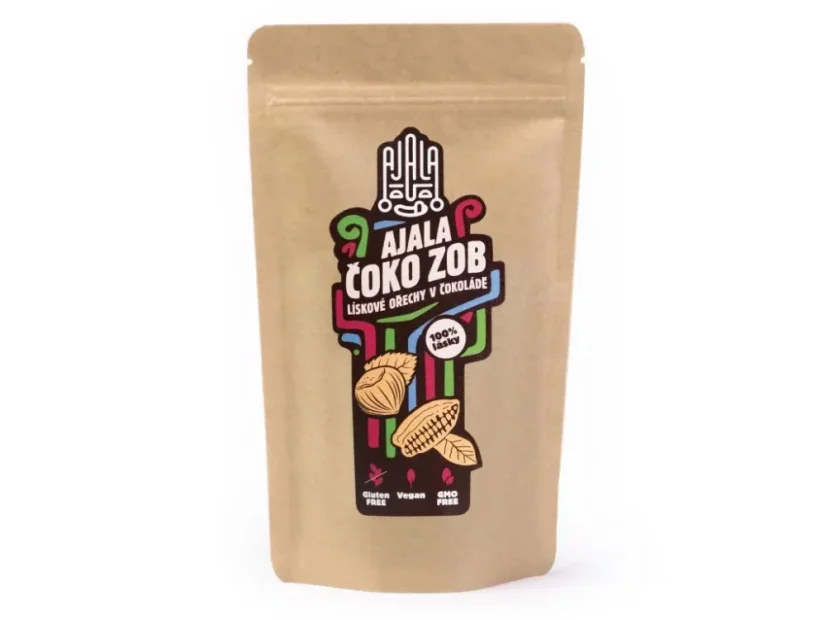Paquete de Ajala Čoko Zob - avellanas cubiertas de chocolate 150 g.