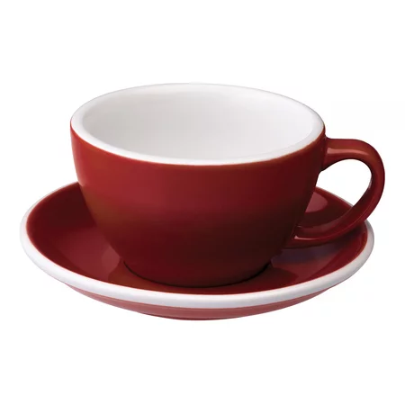 Červený porcelánový šálka a podšálka Loveramics Egg Café Latte s objemom 300 ml.