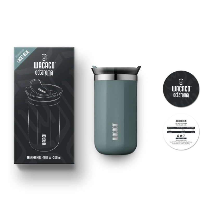Mug thermo de voyage Wacaco Octaroma Lungo - Bleu Cadet 300 ml