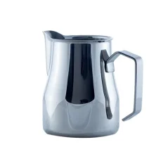 Silver Motta Europa milk pitcher with a capacity of 350 ml, ideal for coffee lovers.