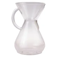 Glass Chemex with a handle and a capacity of 1200 ml, ideal for brewing filtered coffee.